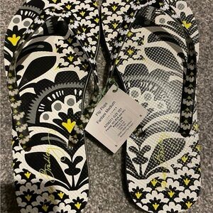 Vera Bradley Black and White Floral Flip Flops